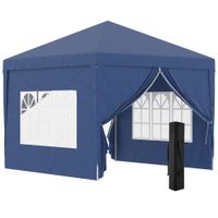 Pavillon 2,95 x 2,95m Faltpavillon 4 Seitenwände mit Fenster Tragetasche Stahl