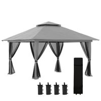 Faltpavillon 4 x 4 m, Gartenpavillon mit 4 Netzwänden, UV-Schutz Grau