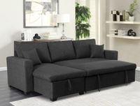 Ecksofa mit Stauraum & Schlaffunktion, ca. 224 x 146 x 88 cm - Dunkelgrau
