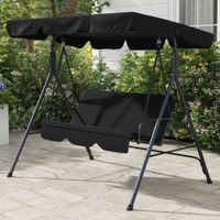 Hollywoodschaukel Gartenschaukel 3-Sitzer mit Dach Stahl Schwarz