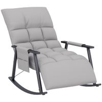 Schaukelstuhl Sessel Relaxsessel mit Fußstütze, Seitentasche Grau
