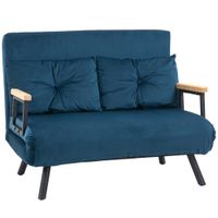 Schlafsofa, Zweisitzer mit Bettfunktion, Schlafcouch mit Samtoptik, Rückenkissen