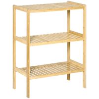 Badregal Standregal mit 3 Ebenen, Bambusregal, Küchenregal für Bad, Küche