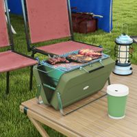 Tischgrill Holzhohlgrill Tischholzgrill mit Kohleschale, Grillrost Grün