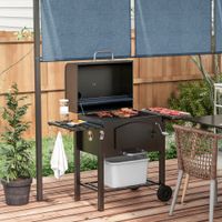 BBQ Grillwagen mit Deckel und Ablagen Metall Schwarz Smoker Camping