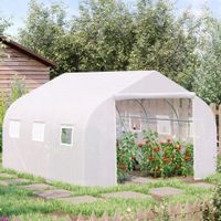 3,50 x 3m Tunnelgewächshaus Treibhaus 6 Fenster große Tür Weiß