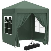 Pavillon 2x2m Faltpavillon 4 Seitenwände mit Fenster Tragetasche Stahl