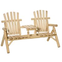 Gartenbank mit Tisch, Gartenmöbel, Sitzbank, Holzbank für 2 Personen