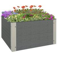 Hochbeet, Blumenkasten, Pflanzkasten mit offenem Boden, für Garten Grau