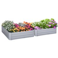 Hochbeet Set, 2-TLG. Gartenbeet aus Stahl, Blumenkübel für Garten, Grau