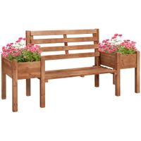 Gartenbank 2-Sitzer Sitzbank Holzbank Balkonbank mit Blumenkasten Braun
