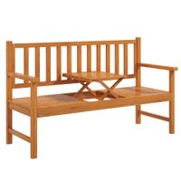 Gartenbank 3-Sitzer Sitzbank mit Tisch, Parkbank mit Armlehne Hellbraun
