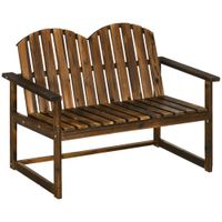 Gartenbank 2-Sitzer Sitzbank Holzbank mit Rückenlehne Armlehne Verkohlt