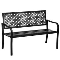 2-Sitzer Bank mit Blumenmuster Gartenbank für Garten max 240 kg Schwarz