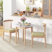 Esstisch, Runder Küchentisch für 2 Personen, Esszimmertisch, Holz, Weiß