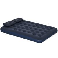 Luftbett, Luftmatratze mit Handpumpe, Kopfkissen, Blau, 203x152x22 cm