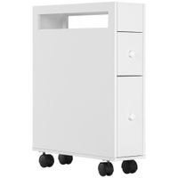 Badezimmerschrank mit Rollen, Nischenschrank mit Schubladen, Fach Weiß
