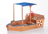 Sandkasten Schiffsoptik aus 100% massivem Tannenholz, ca.160cm x 78 cm x 100 cm