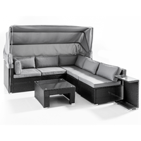 20-tlg. Loungegarnitur "Como" mit Sonnendach & 1 Beistelltisch, ca. 203,5 x 191,5 x 164 cm
