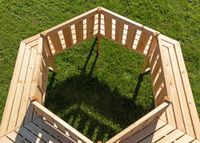 Baumbank 6-Eckig & 360° aus Tannenholz, ca. 205 x 178 x 90 cm 