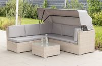 14tlg. Gartenlounge-Set mit Überdachung, modular - Grau