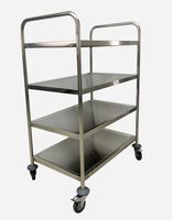 Servierwagen mit 4 Böden & 4 Rollen aus Edelstahl, ca. 95 x 50 x 117 cm