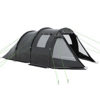 Tunnelzelt für 4 Personen Campingzelt mit Zwei Räumen UV-Schutz Schwarz