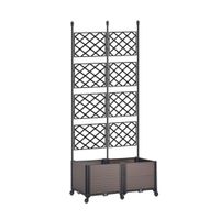 2er Mobiler Pflanzkasten mit Rankhilfe, ca. 40 x 80 x 141 cm - Braun