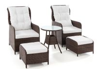 11tlg. Lounge-Sessel mit Hocker und Tisch inkl. Polsterauflagen - Braun