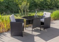7tlg. Gartenset inkl. Polsterauflagen mit platzsparendem Würfelsystem - Schwarz