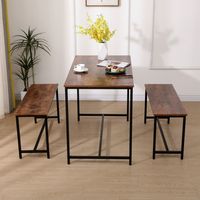 Esszimmertischset mit 1 Tisch & 2 Sitzbänken – Holz/Schwarz