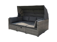 Lounge Set "Nola" mit Sonnendach inkl. Kissen und Beistelltisch, ca. 209 x 72 x 72 cm - Anthrazit