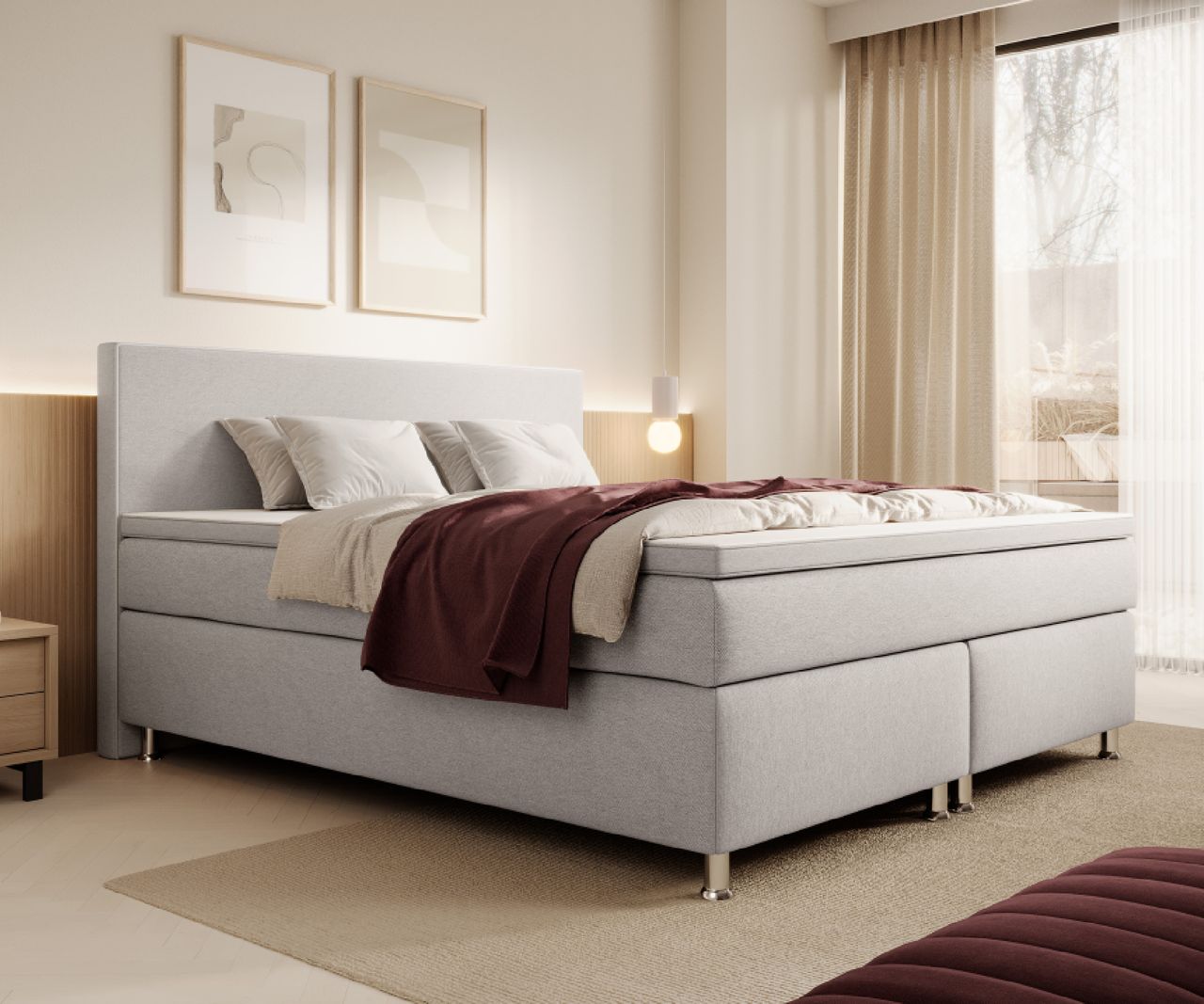 Inter Handels Boxspringbett Gent - versch Ausführungen - 180x200cm Silbergrau TFK