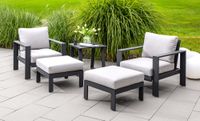 11tlg. Gartenlounge mit Tisch 2 Sessel & 2 Hocker aus Aluminium RIAD S - Anthrazit