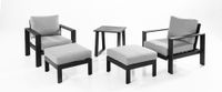 11tlg. Gartenlounge mit Tisch 2 Sessel & 2 Hocker aus Aluminium RIAD S - Anthrazit