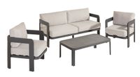 12 tlg. Gartenlounge mit Tisch 2 Sessel & 3-Sitzer Bank aus Aluminium RIAD M - Anthrazit