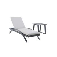 3tlg. Sonnenliege mit Tisch aus Aluminium RIAD XS - Anthrazit