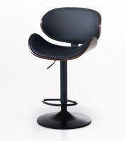 Barhocker mit Walnussholz-Rückenlehne, verstellbarer Sitzhöhe, ca. 53 x 44 cm – Schwarz