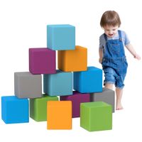 HOMCOM Bausteinset 12er-Set Schaumstoff Bausteine für 1-3 Jahre Kinder