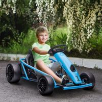 Kinder Elektro Gokart Drift Kart mit langsamem Start, Musik, Hupe, Blau