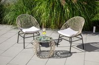 5tlg. Rattan Gartenmöbel-Set Sitzgruppe mit Kissen für Terrasse Balkon - Grau
