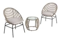 5tlg. Rattan Gartenmöbel-Set Sitzgruppe mit Kissen für Terrasse Balkon - Grau