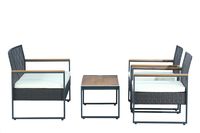 7tlg. Gartenmöbel-Set Bistrotisch mit 2 Stühlen und 1 Bank in Rattanoptik