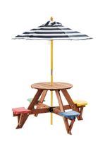 Outdoor Kindersitzgruppe aus Tannenholz inkl. Schirm, ca. 120 x 120 x 57 cm - Bunt