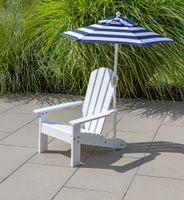 Klappbarer Adirondack-Liegestuhl mit gestreiftem Sonnenschirm, ca. 51,5 x 58,5 x 67,5 cm – Natur