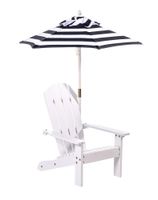 Klappbarer Adirondack-Liegestuhl mit gestreiftem Sonnenschirm, ca. 51,5 x 58,5 x 67,5 cm – Natur