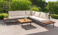 12tlg. Ecklounge mit Tisch und Ablagetisch aus Akazienholz
