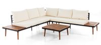 12tlg. Ecklounge mit Tisch und Ablagetisch aus Akazienholz