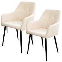 2er-Set Esszimmerstuhl, gepolstert aus Samtbezug mit Metallstruktur, ca. 60 x 57 x 87cm - Beige