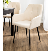 2er-Set Esszimmerstuhl, gepolstert aus Samtbezug mit Metallstruktur, ca. 60 x 57 x 87cm - Beige